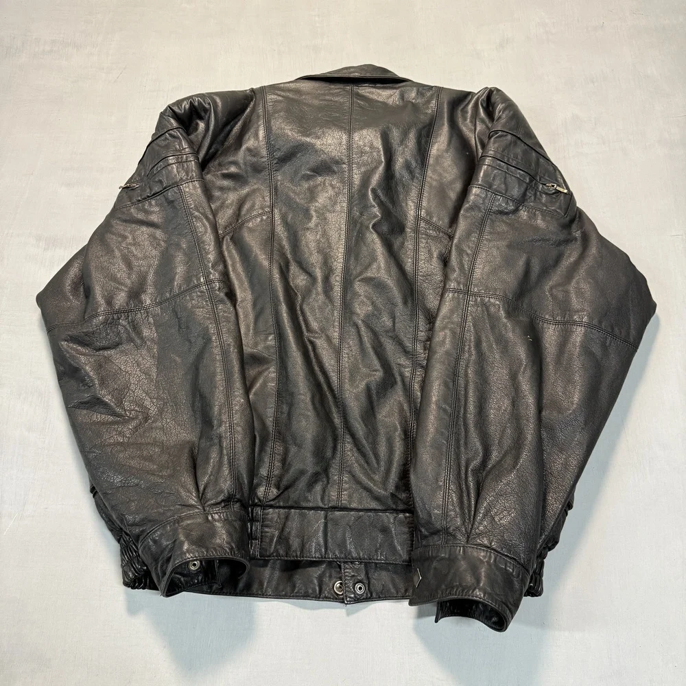 Giorgio Sappini leather bomber jacket 80s Black Size L